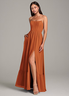 Azazie Kailee Bridesmaid Dresses Cinnamon A-Line with Pockets Chiffon Dress image4
