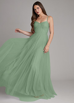 Azazie Teagan Bridesmaid Dresses Matcha A-Line Sweetheart Neckline Tulle Dress image3