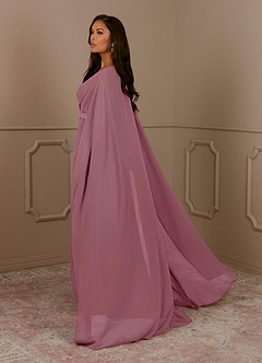 Azazie Isa Mother of the Bride Dresses Vintage Mauve A-Line V-Neck Pleated Chiffon Dress image3