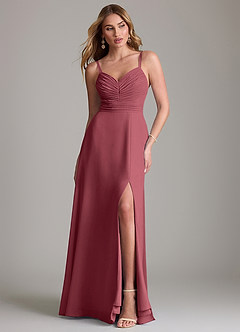 Azazie Terese Bridesmaid Dresses Merlot A-Line Pleated Chiffon Dress image1