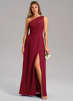 Azazie Phaedra Jurken voor bruidsmeisjes Jurk van Chiffon met A-Lijn One-Shoulder Bourgondië image9