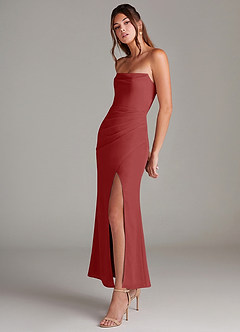 Azazie Leonis Bridesmaid Dresses Rust Mermaid Strapless Chiffon Convertible Dress image3