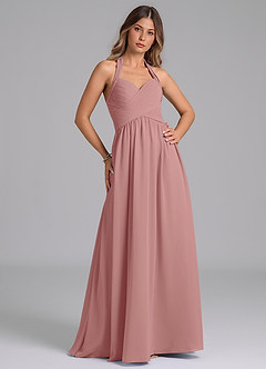 Azazie Darlyn Bridesmaid Dresses Dusty Rose A-Line Pleated Chiffon Dress image3