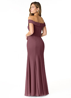 Azazie Lecia Bridesmaid Dresses Sangria Empire Off-The-Shoulder Pleated Chiffon Convertible Dress image4