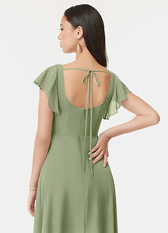 Azazie Bondi Bridesmaid Dresses Pistachio A-Line Ruffled Chiffon Dress image3