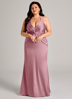 Azazie Valerie Brautjungfernkleider Meerjungfrau-Linie Plissee Stretch-Satin Kleid Vintage Mauve image9