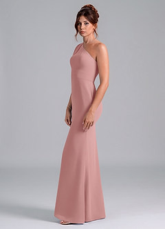 Azazie Rinna Bridesmaid Dresses Dusty Rose Mermaid One Shoulder Chiffon Dress image4