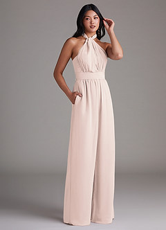 Azazie Lamara Bridesmaid Dresses Rose Petal Off the Shoulder Chiffon Convertible Jumpsuit image12