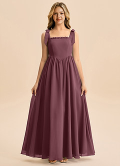 Azazie Delia Junior Abito A-Line in Chiffon Fiocco Sangria image5