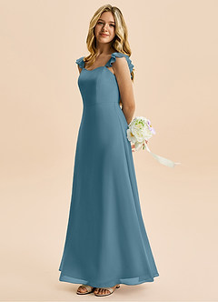 Azazie Mavie Junior Abito A-Line in Chiffon Increspato Bermuda image3