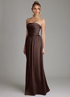 Azazie Zena Bridesmaid Dresses Ganache A-Line Strapless Stretch Satin Dress image5