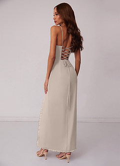 Barbie ♥ Azazie Vestidos de damas de honor Vestido de Escarcha de Gasa de Corte Recto con Corsé image3