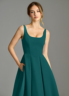 Azazie Amalie Bridesmaid Dresses Peacock A-Line Pleated Chiffon Dress image7