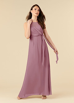 Azazie Marchioness Mother of the Bride Dresses Vintage Mauve A-Line Scoop Pleated Chiffon Dress image1