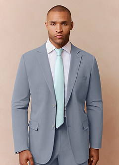 front Savile Light Blue Wool Blend Suit Jacket