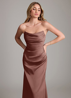 Azazie Lucille Bridesmaid Dresses Espresso Mermaid Strapless Stretch Satin Convertible Dress image6