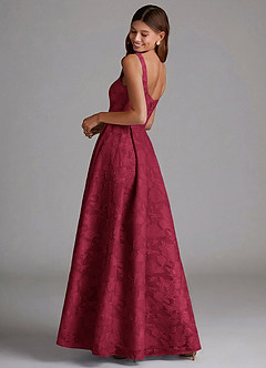 Azazie Amalie Robes de demoiselle d'honneur Robe Trapèze en Blumen-Burnout Plissée Bourgogne image2