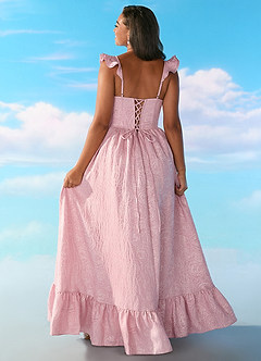 Barbie™ ❤ AZAZIE 4005 Lace-up Flutter Spaghetti Strap Jacquard Dress image11