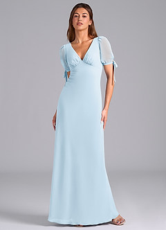 Azazie Pheby Bridesmaid Dresses Sky Blue A-Line Pleated Chiffon Dress image1