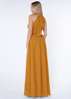 Azazie Iman Bridesmaid Dresses Butterscotch A-Line A-Line Ruched Chiffon Dress image5