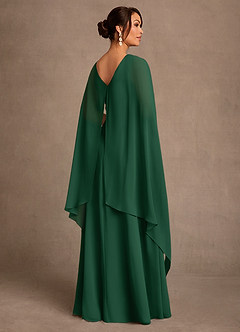 Azazie Liddie Mother of the Bride Dresses Dark Green A-Line Pleated Chiffon Dress image3