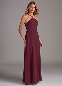Azazie Bailey Bridesmaid Dresses Cabernet A-Line Halter Side Slit Chiffon Dress image6