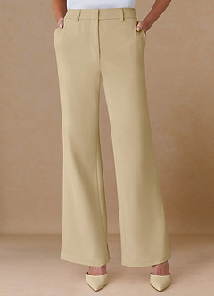 Marina Champagne Raffinerade vävda raka byxor