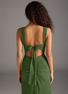 Azazie Jesaphine Bridesmaid Dresses Olive Sheath Bow Chiffon Dress image6