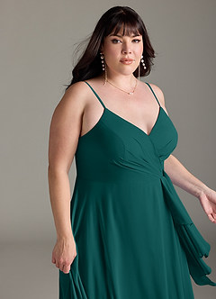 Azazie Akita Bridesmaid Dresses Peacock A-Line Chiffon Dress image10