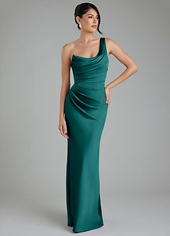 Azazie Sabrina Robes de demoiselle d'honneur Robe Sirène en Satin extensible Corset Paon image7