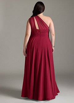 Azazie Charlize Bridesmaid Dresses Burgundy A-Line One Shoulder Chiffon Dress image8