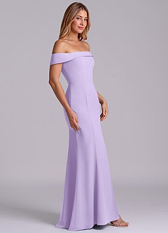 Azazie Luciana Robes de demoiselle d'honneur Robe Fourreau Convertible en Mousseline de soie Épaule décolletée Lilas image5