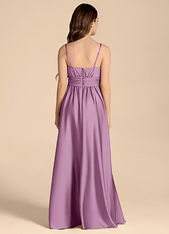 Azazie Catalina Junior Vestido de Glicinia de Satén Elástico de Corte en A con Escote de Corazón image2