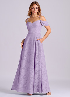 Azazie Marley Final Sale Lilac A-Line Off the Shoulder Floral Burnout Convertible Dress image1