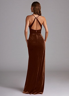 Azazie Becca Jurken voor bruidsmeisjes Jurk van flueel met Kolom Omber image6