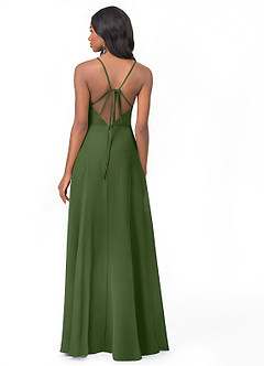 Azazie Everleigh Bridesmaid Dresses Olive A-Line Sweetheart Pleated Chiffon Dress image2