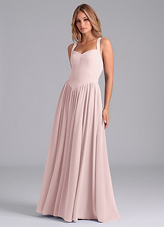 Azazie Francis Brautjungfernkleider A-Linie Korsett Chiffon Kleid Zartrosa image5