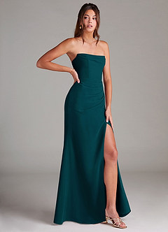 Azazie Leonis Bridesmaid Dresses Pine Sheath Strapless Chiffon Convertible Dress image8