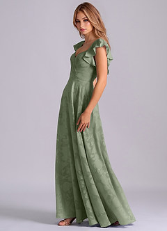 Azazie Leilani Robes de demoiselle d'honneur Robe Trapèze en Blumen-Burnout Encolure en Forme de Cœur Agave image5