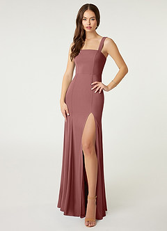 Azazie Alara Brautjungfernkleider Etui Seitliche Cut-Outs Stretch-Chiffon Kleid Wüstenrose image4
