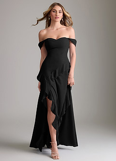 Azazie Sloane Bridesmaid Dresses Black A-Line Sweetheart Neckline Chiffon Dress image5
