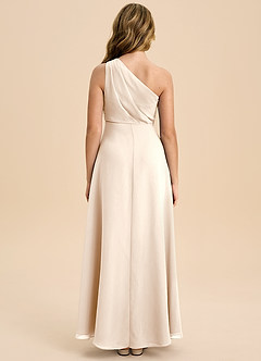 Azazie Phaedra Junior Jurk van Chiffon met A-Lijn Geplooid Wit Albast image2