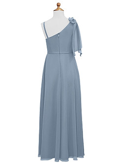 Azazie Aidy Junior Dusty Blue A-Line Bow Chiffon Dress image6