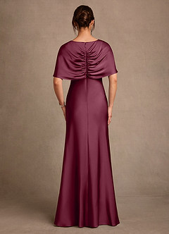 Azazie Dosia 신부의 어머니 드레스 쉬스 주름진 스트레치 새틴 플로어 길이 드레스 image3