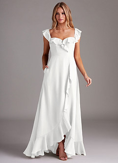 Azazie Lyra Bridesmaid Dresses White A-Line Chiffon Convertible Dress image3