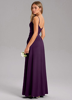 Azazie Azuree Bridesmaid Dresses Grape A-Line Pleated Stretch Satin Dress image7