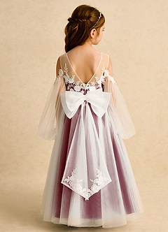 Azazie Zimi Flower Girl Dresses Burgundy Ball-Gown Sweetheart Neckline Tulle Dress image8