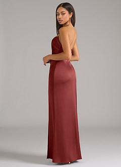 Azazie Marla Robes de demoiselle d'honneur Robe Fourreau Convertible en Satin extensible Bustier Terracotta image5