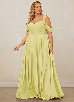 Christian Siriano Bridal for Azazie 1013 Robes de demoiselle d'honneur Robe Trapèze en Mousseline de soie Épaule décolletée Sorbet Citron image13
