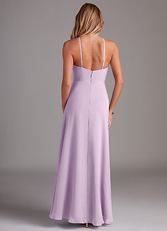 Azazie Bailey Vestidos de damas de honor Vestido de Lila Esmerilada de Gasa de Corte en A con Halter Abertura lateral image2